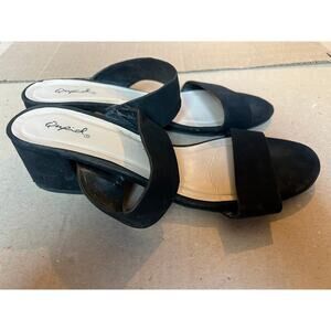 Qupid black suede block-heel sandals womens 8.5